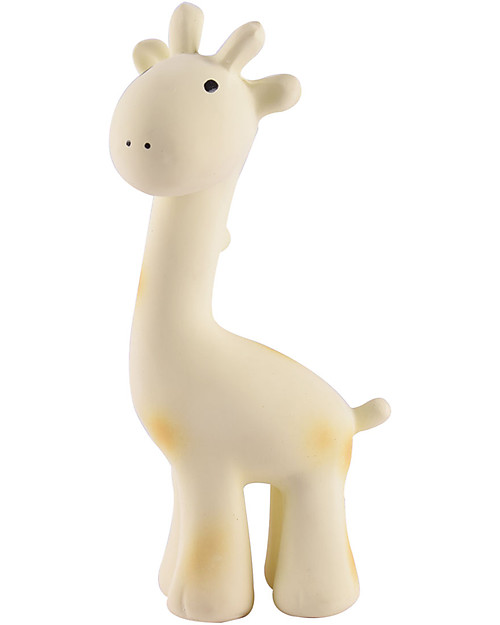 Tikiri 3-in-1 Rattle, Teether, Bath Toy - Giraffe, My First Zoo - 100% Natural Rubber Bath Toys