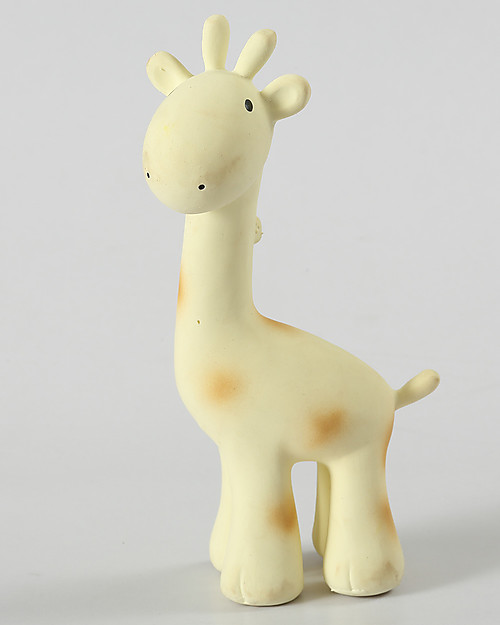 Tikiri 3-in-1 Rattle, Teether, Bath Toy - Giraffe, My First Zoo - 100% Natural Rubber Bath Toys