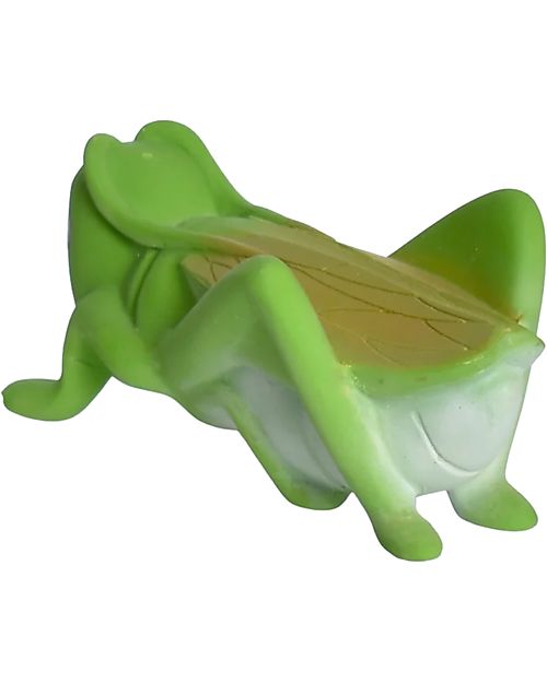 Tikiri 3-in-1 Rattle, Teether, Bath Toy - Grasshopper - Garden Animals - 100% Natural Rubber - GOLS Certified Teethers
