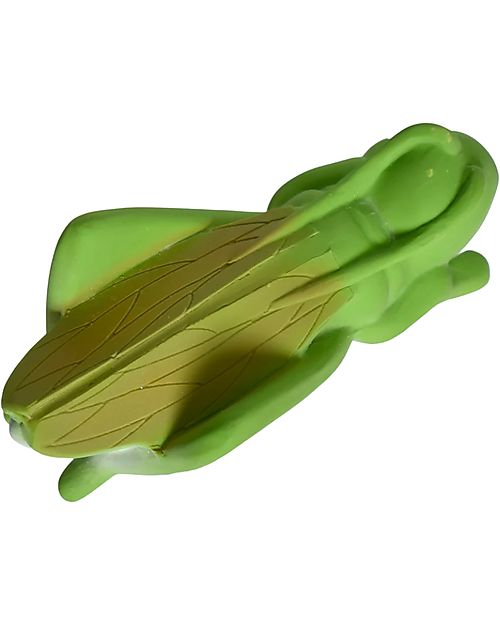 Tikiri 3-in-1 Rattle, Teether, Bath Toy - Grasshopper - Garden Animals - 100% Natural Rubber - GOLS Certified Teethers