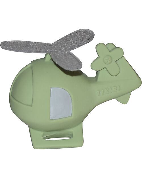 Tikiri 3-in-1 Rattle, Teether, Bath Toy - Helicopter - Vroom Vroom Friends - Gift Box - 100% Natural Rubber - GOLS Certified Bath Toys