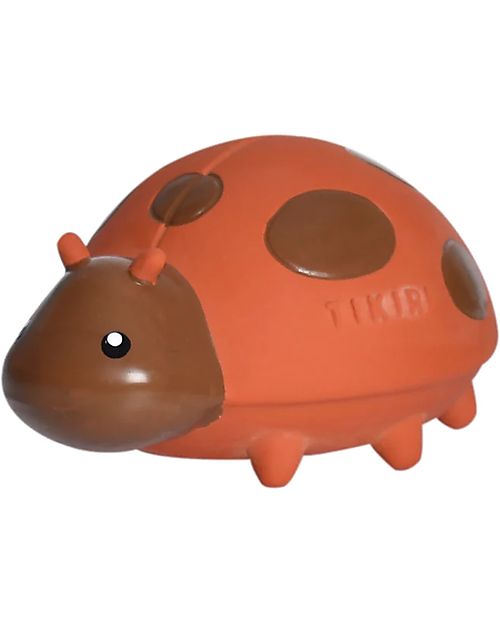 Tikiri 3-in-1 Rattle, Teether, Bath Toy - Lady Bug - Garden Animals - 100% Natural Rubber - GOLS Certified Teethers