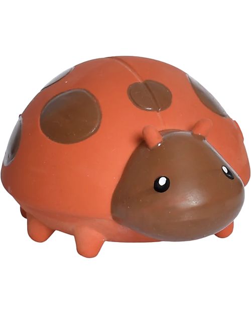 Tikiri 3-in-1 Rattle, Teether, Bath Toy - Lady Bug - Garden Animals - 100% Natural Rubber - GOLS Certified Teethers