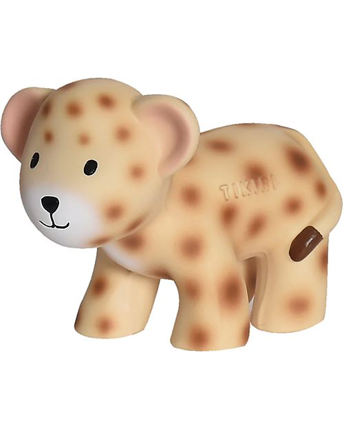 Tikiri 3-in-1 Rattle, Teether, Bath Toy - Leopard - My First Zoo - Gift Box - 100% Natural Rubber Teethers