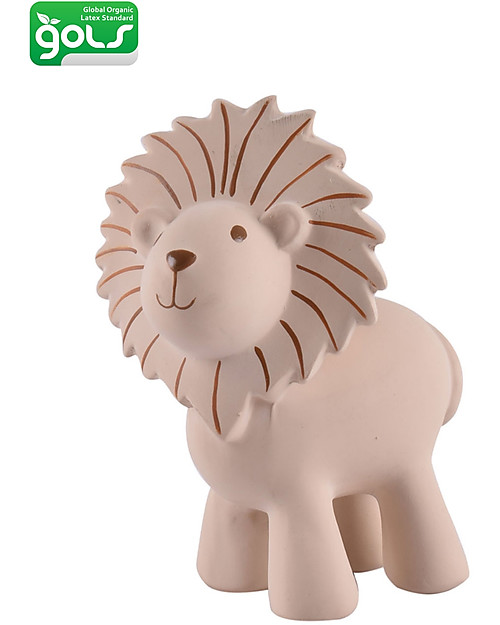 Tikiri 3-in-1 Rattle, Teether, Bath Toy - Lion - My First Zoo - Gift Box - 100% Natural Rubber Bath Toys