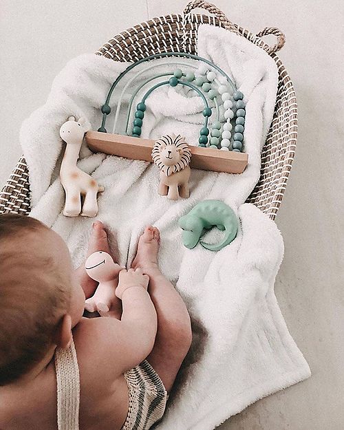 Tikiri 3-in-1 Rattle, Teether, Bath Toy - Lion - My First Zoo - Gift Box - 100% Natural Rubber Bath Toys