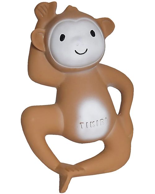Tikiri 3-in-1 Rattle, Teether, Bath Toy - Monkey - My First Zoo - Gift Box - 100% Natural Rubber Teethers