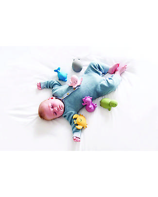 Tikiri 3-in-1 Rattle, Teether, Bath Toy - Octopus, Ocean Buddies, Gift Box - 100% Natural Rubber Bath Toys