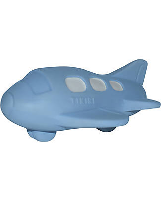 Tikiri 3-in-1 Rattle, Teether, Bath Toy - Plane - Vroom Vroom Friends - 100% Natural Rubber - GOLS Certified Bath Toys