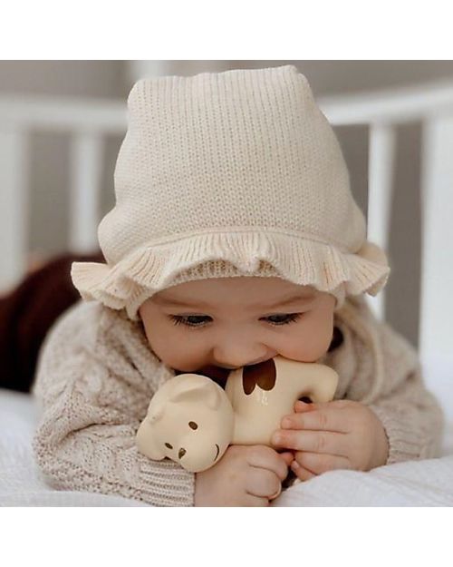 Tikiri 3-in-1 Rattle, Teether, Bath Toy - Puppy - My First Farm - Gift Box - 100% Natural Rubber Bath Toys