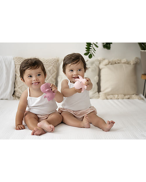 Tikiri 3-in-1 Rattle, Teether, Bath Toy - Sea Horse, Ocean Buddies, Gift Box - 100% Natural Rubber Bath Toys