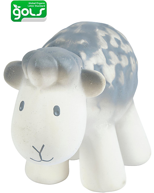 Tikiri 3-in-1 Rattle, Teether, Bath Toy - Sheep, My First Farm - 100% Natural Rubber Bath Toys