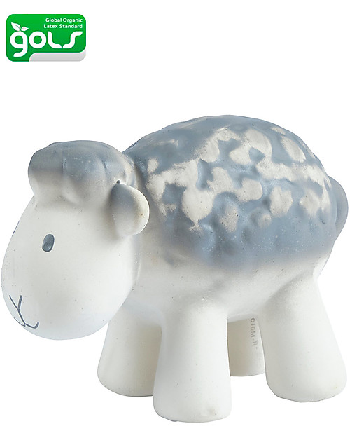 Tikiri 3-in-1 Rattle, Teether, Bath Toy - Sheep, My First Farm - 100% Natural Rubber Bath Toys