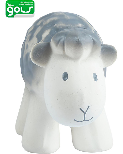 Tikiri 3-in-1 Rattle, Teether, Bath Toy - Sheep, My First Farm - 100% Natural Rubber Bath Toys