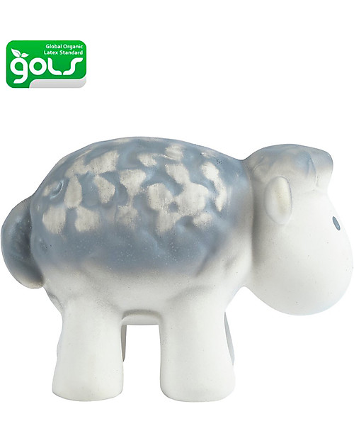 Tikiri 3-in-1 Rattle, Teether, Bath Toy - Sheep, My First Farm - 100% Natural Rubber Bath Toys