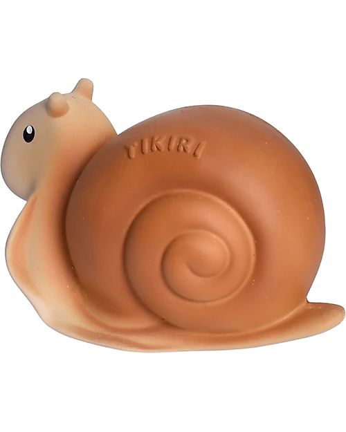 Tikiri 3-in-1 Rattle, Teether, Bath Toy - Snail - Garden Animals - 100% Natural Rubber - GOLS Certified Teethers