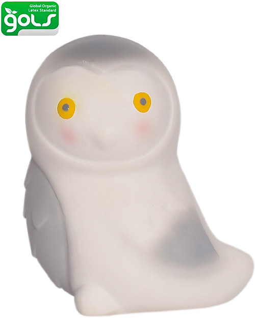 Tikiri 3-in-1 Rattle, Teether, Bath Toy - Snow Owl , My First Arctic Animals - 100% Natural Rubber Bath Toys