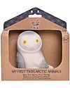 Tikiri 3-in-1 Rattle, Teether, Bath Toy - Snow Owl , My First Arctic Animals - 100% Natural Rubber Bath Toys