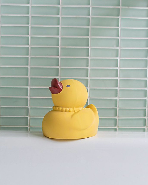 Tikiri 3-in-1 Rattle, Teether, Bath Toy - Tara the Duck - 100% Natural Rubber Bath Toys