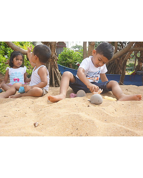 Tikiri 3-in-1 Rattle, Teether, Bath Toy - Whale, Ocean Buddies, Gift Box - 100% Natural Rubber Bath Toys