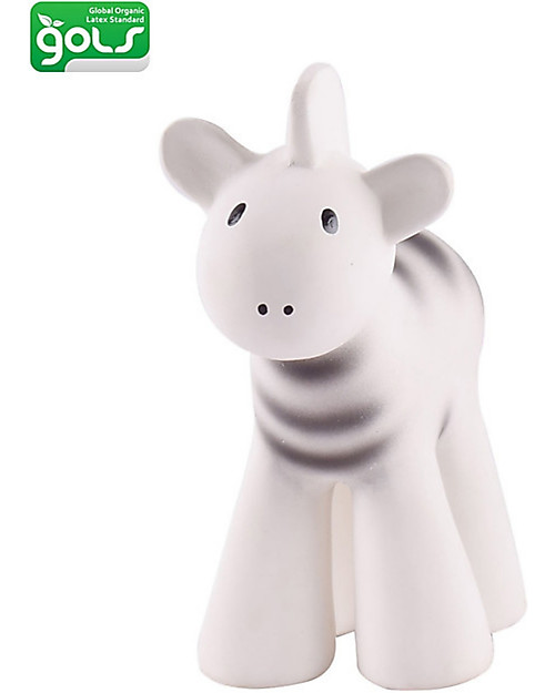 Tikiri 3-in-1 Rattle, Teether, Bath Toy - Zebra, My First Zoo - 100% Natural Rubber Bath Toys