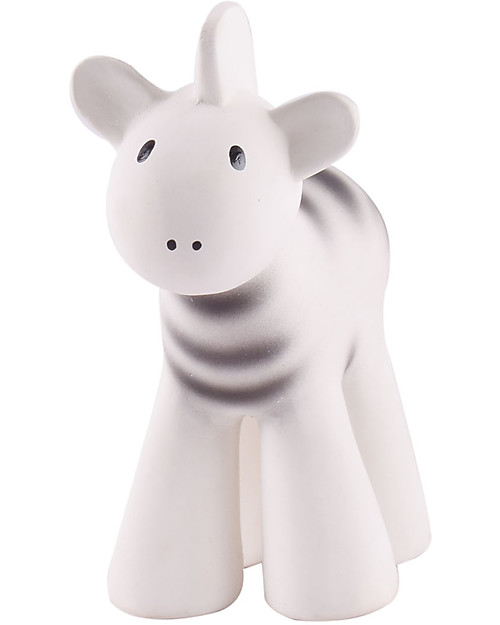 Tikiri 3-in-1 Rattle, Teether, Bath Toy - Zebra, My First Zoo - 100% Natural Rubber Bath Toys