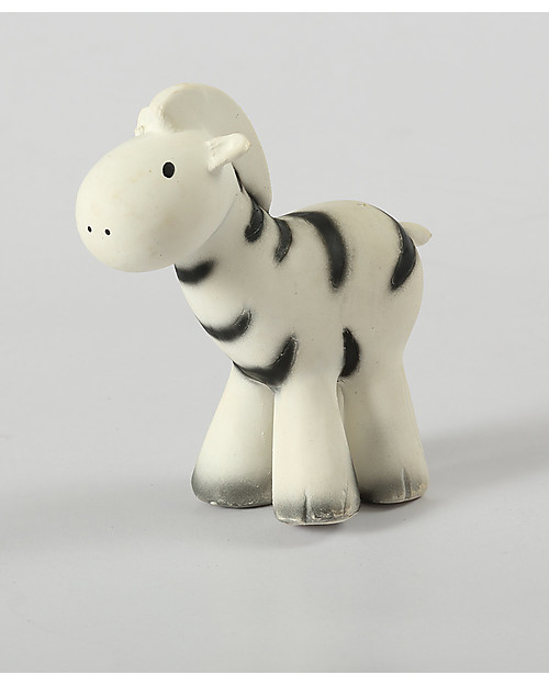 Tikiri 3-in-1 Rattle, Teether, Bath Toy - Zebra, My First Zoo - 100% Natural Rubber Bath Toys