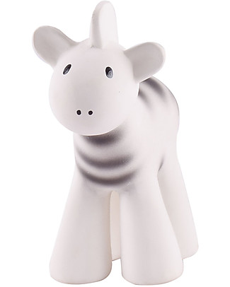 Tikiri 3-in-1 Rattle, Teether, Bath Toy - Zebra, My First Zoo - 100% Natural Rubber Beach Toys