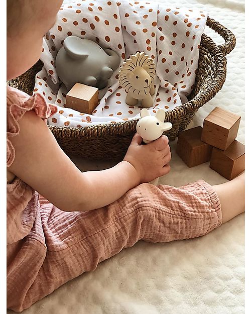 Tikiri 3-in-1 Rattle, Teether, Bath Toy - Zebra - My First Zoo - Gift Box - 100% Natural Rubber Bath Toys