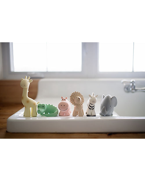 Tikiri 3-in-1 Rattle, Teether, Bath Toy - Zebra - My First Zoo - Gift Box - 100% Natural Rubber Bath Toys
