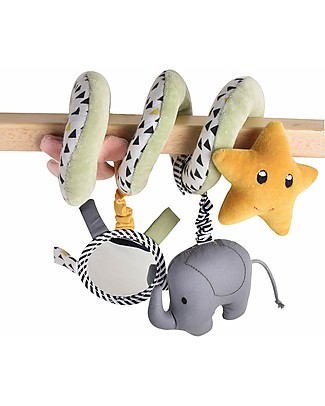 Tikiri Activity Spiral, Elephant + Star - Organic Cotton Travel Games