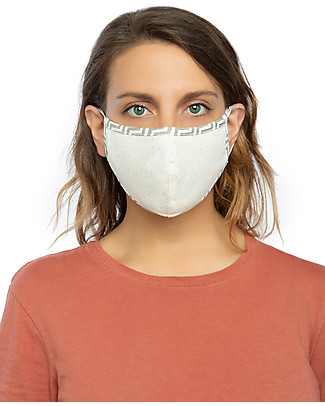 Tikiri Adult/11+ years Washable Mask - Grey Dots - 3 Layers - 95% Filter - 100% Cotton - Oeko-Tex Certified Face Mask for Personal Protection