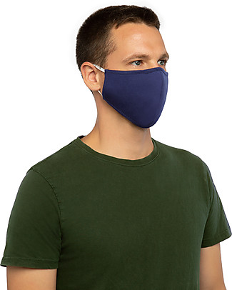 Tikiri Adult/11+ years Washable Mask - Navy - 3 Layers - 95% Filter - 100% Cotton - Oeko-Tex Certified Face Mask for Personal Protection