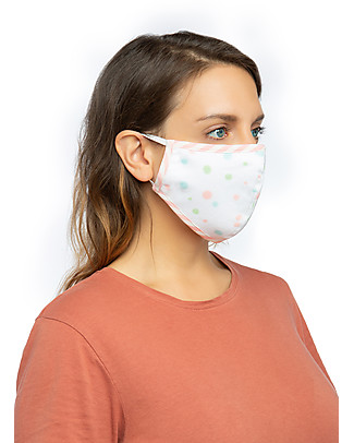 Tikiri Adult/11+ years Washable Mask - Pastel Dots - 3 Layers - 95% Filter - 100% Cotton - Oeko-Tex Certified Face Mask for Personal Protection