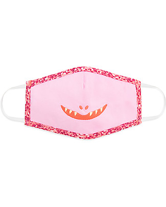 Tikiri Child's Reusable Mask - Monster Smile - 3 Layers - 95% Filter - 100% Cotton - Oeko-Tex Certified Face Mask for Personal Protection