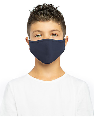 Tikiri Child's Reusable Mask - Navy - 3 Layers - 95% Filter - 100% Cotton - Oeko-Tex Certified Face Mask for Personal Protection