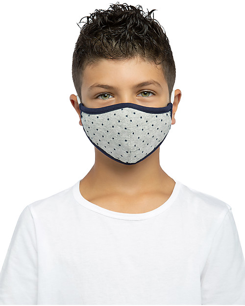 Tikiri Child's Reusable Mask - Stars - 3 Layers - 95% Filter  - 100% Cotton - Oeko-Tex Certified Face Mask for Personal Protection