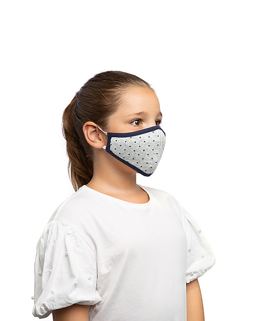 Tikiri Child's Reusable Mask - Stars - 3 Layers - 95% Filter  - 100% Cotton - Oeko-Tex Certified Face Mask for Personal Protection