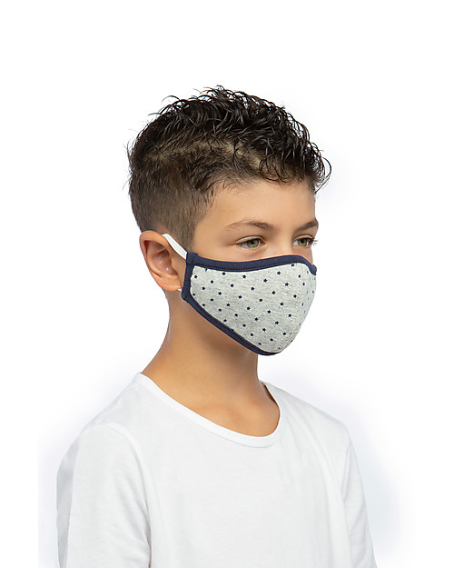 Tikiri Child's Reusable Mask - Stars - 3 Layers - 95% Filter  - 100% Cotton - Oeko-Tex Certified Face Mask for Personal Protection