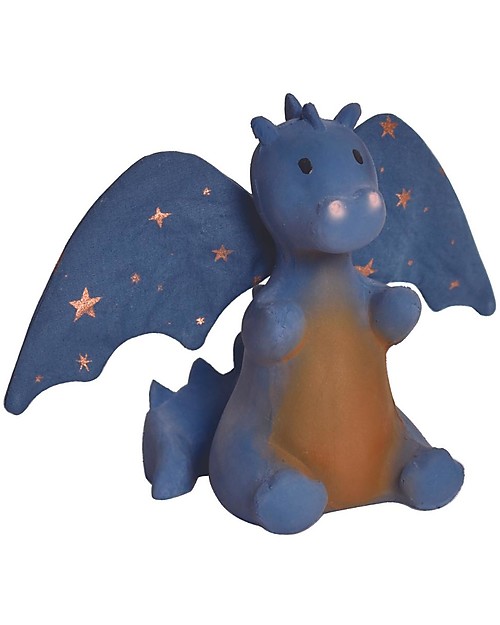 Tikiri Fairytales Baby Midnight Dragon - Natural Rubber and Organic Cotton - New Design Rattles