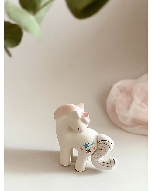 Tikiri Fairytales Cotton Candy Unicorn - Natural Rubber and Organic Cotton Rattles