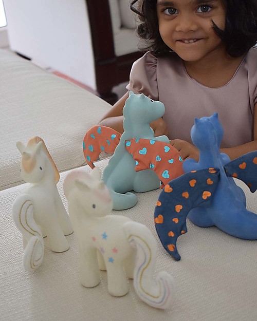 Tikiri Fairytales Cotton Candy Unicorn - Natural Rubber and Organic Cotton Rattles