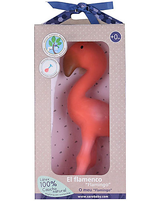 Tikiri Flamingo Natural Rubber Squeaker Rattles