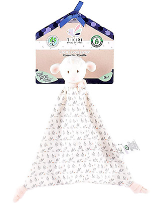 Tikiri Lila Lamb Comforter with Rubber Head Teether- Pink Doudou & Comforters