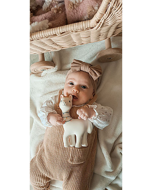 Tikiri Lilith the Llama - Bath Toy + Rattle Toy + Teether - 100% Natural Rubber Newborn Toys_