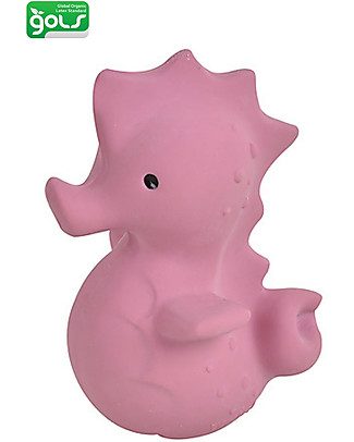 Tikiri Ocean Buddies - Sea Horse - 3-in-1 Rattle, Teether, Bath Toy - 100% Natural Rubber Bath Toys