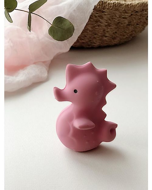 Tikiri Ocean Buddies - Sea Horse - 3-in-1 Rattle, Teether, Bath Toy - 100% Natural Rubber Bath Toys