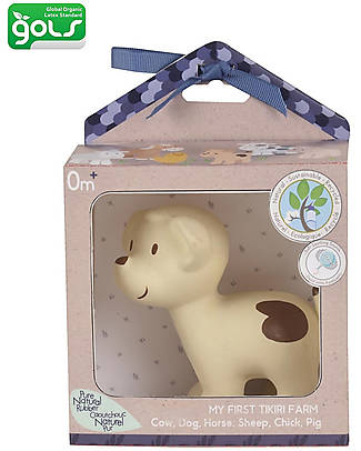 Tikiri OUTLET - 3-in-1 Rattle, Teether, Bath Toy - Puppy - My First Farm - Gift Box - 100% Natural Rubber - Showroom Sample Bath Toys