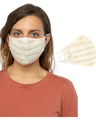 Tikiri Pack of 3 Adult/11+ years Reusable Masks - Cream - 3 Layers - 95% Filter - 100% Cotton - Oeko-Tex Certified Face Mask for Personal Protection