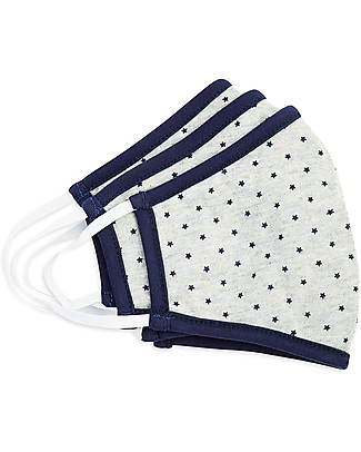 Tikiri Pack of 3 Adult/11+ years Reusable Masks - Stars - 3 Layers - 95% Filter - 100% Cotton - Oeko-Tex Certified Face Mask for Personal Protection